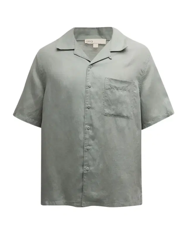 Onia Men 's Air Linen Convertible Collar Short-Sleeve Shirt