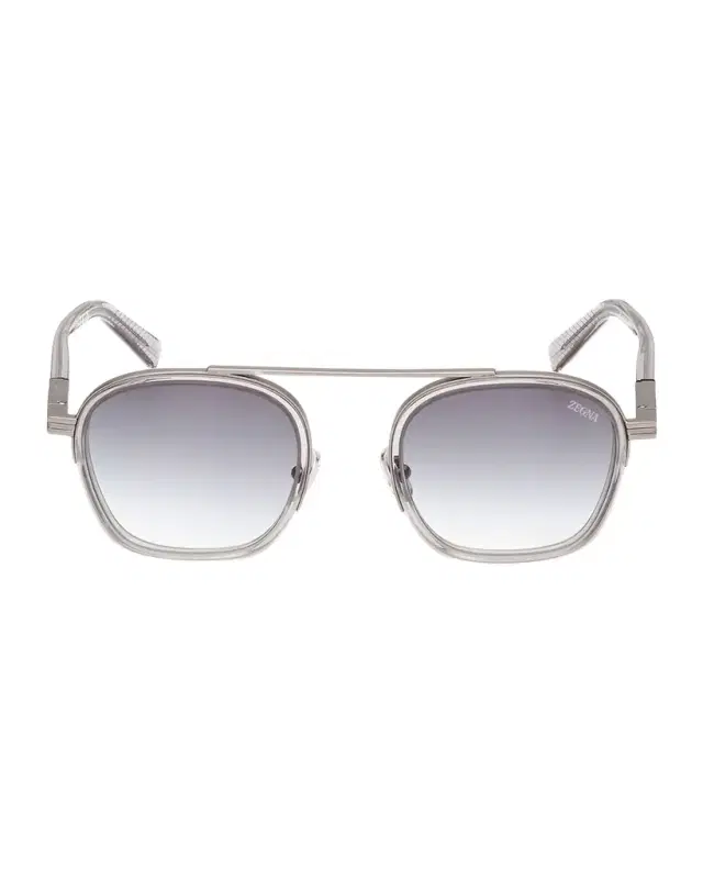 ZEGNA Men 's Orizzonte I Geometric Acetate and Metal Sunglasses