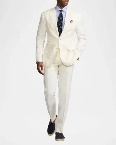 Ralph Lauren Purple Label Men's Kent Hand-Tailored Silk-Linen Jacket | Thumbnail 2