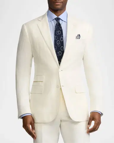 Ralph Lauren Purple Label Men's Kent Hand-Tailored Silk-Linen Jacket | Thumbnail 4