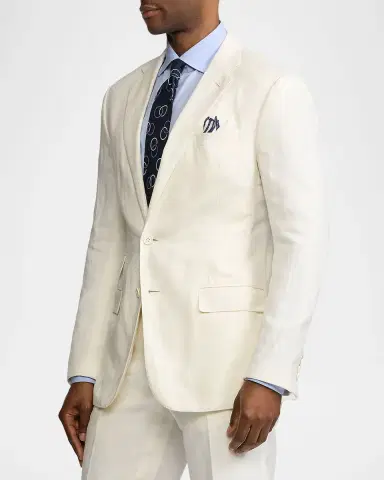 Ralph Lauren Purple Label Men's Kent Hand-Tailored Silk-Linen Jacket | Thumbnail 6