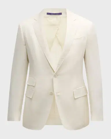 Ralph Lauren Purple Label Men's Kent Hand-Tailored Silk-Linen Jacket | Thumbnail 9