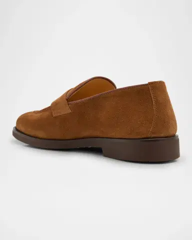 Brunello Cucinelli Men's Suede Penny Loafers | Thumbnail 3