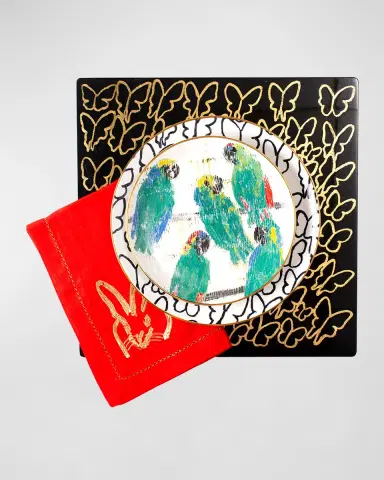 Hunt Slonem Midnight Butterflies Square Lacquer Placemat | Thumbnail 2 Hunt Slonem Midnight Butterflies Square Lacquer Placemat | Thumbnail 2