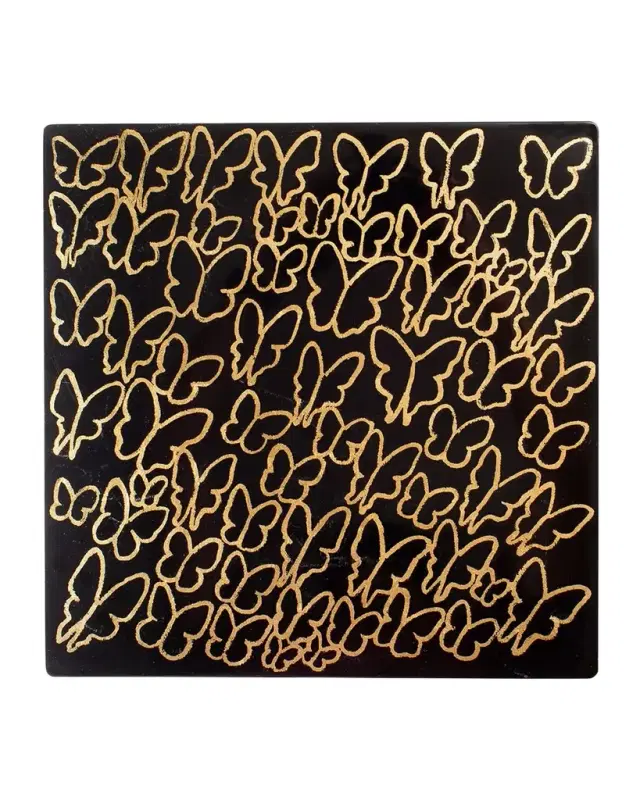 Hunt Slonem Midnight Butterflies Square Lacquer Placemat
