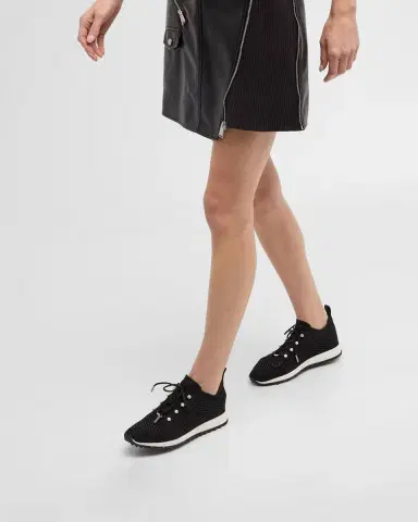 Jimmy Choo Veles Knit Pearly Lace-Up Sneakers | Thumbnail 2
