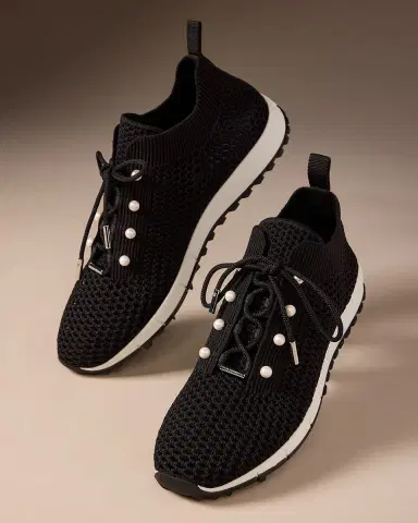 Jimmy Choo Veles Knit Pearly Lace-Up Sneakers | Thumbnail 5