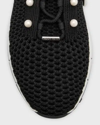 Jimmy Choo Veles Knit Pearly Lace-Up Sneakers | Thumbnail 7