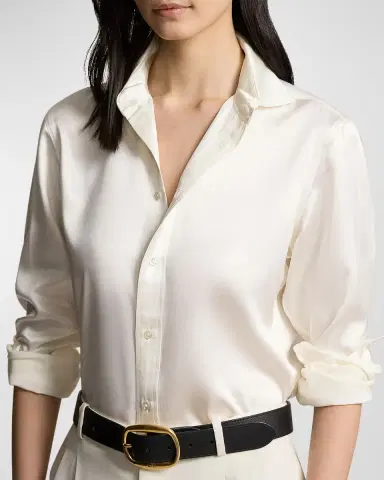 Polo Ralph Lauren Slim Fit Silk Shirt | Thumbnail 4 Polo Ralph Lauren Slim Fit Silk Shirt | Thumbnail 4