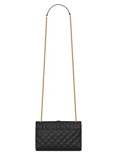 Saint Laurent Women's Envelope  Shoulder Bag in Quilted Grain De Poudre Embossed Leather - Nero | Thumbnail 3