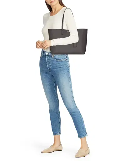 Saint Laurent Women's Shopping Tote Bag in Leather - Storm | Thumbnail 2 Saint Laurent Women's Shopping Tote Bag in Leather - Storm | Thumbnail 2