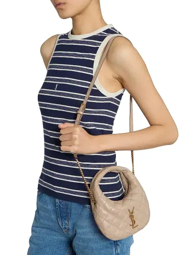 Saint Laurent Women's Icarino Mini Top Handle Bag in Quilted Nappa - Dark Beige | Thumbnail 2