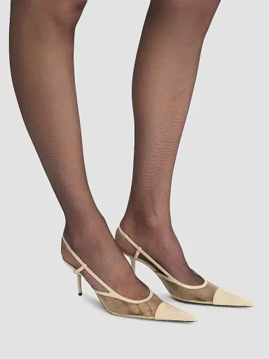 Saint Laurent Women's Renée Slingback Pumps in Mesh | Thumbnail 5