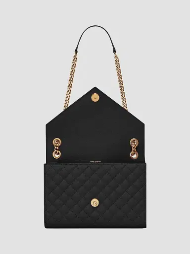 Saint Laurent Women's Envelope  Chain Bag in Mix Matelassé - Black | Thumbnail 5