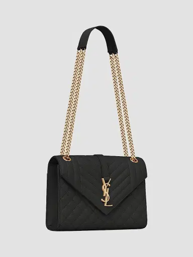 Saint Laurent Women's Envelope  Chain Bag in Mix Matelassé - Black | Thumbnail 6