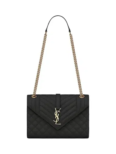 Saint Laurent Women's Envelope  Chain Bag in Mix Matelassé - Black | Thumbnail 1