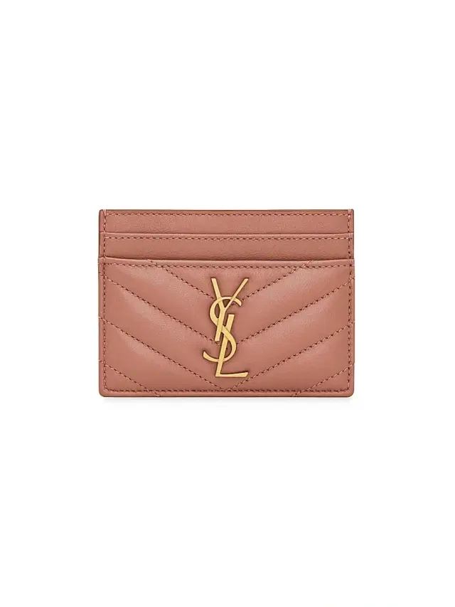Saint Laurent Women's Cassandre Matelass Card Case in Lambskin - Barely Pink
