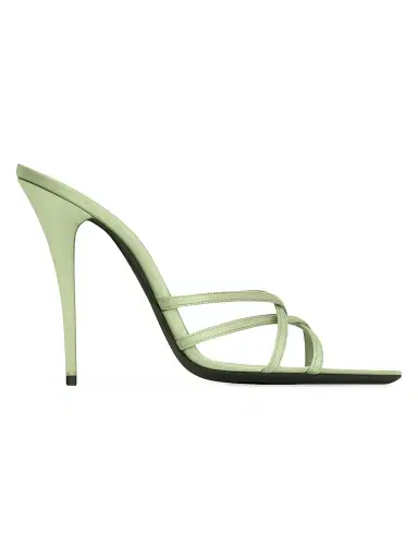 Saint Laurent Women's Frankie Mules in Satin Crepe - Vert Pastel | Thumbnail 1 Saint Laurent Women's Frankie Mules in Satin Crepe - Vert Pastel | Thumbnail 1
