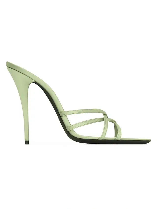 Women's Frankie Mules in Satin Crepe - Vert Pastel