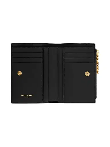 Saint Laurent Women's Cassandre Bijou Bi-Fold Wallet in Grain De Poudre Leather | Thumbnail 2 Saint Laurent Women's Cassandre Bijou Bi-Fold Wallet in Grain De Poudre Leather | Thumbnail 2