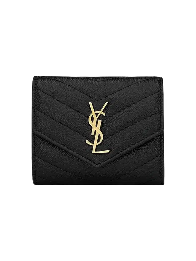 Saint Laurent Women's Cassandre Matelassé Multi-Fold Wallet in Leather - Black