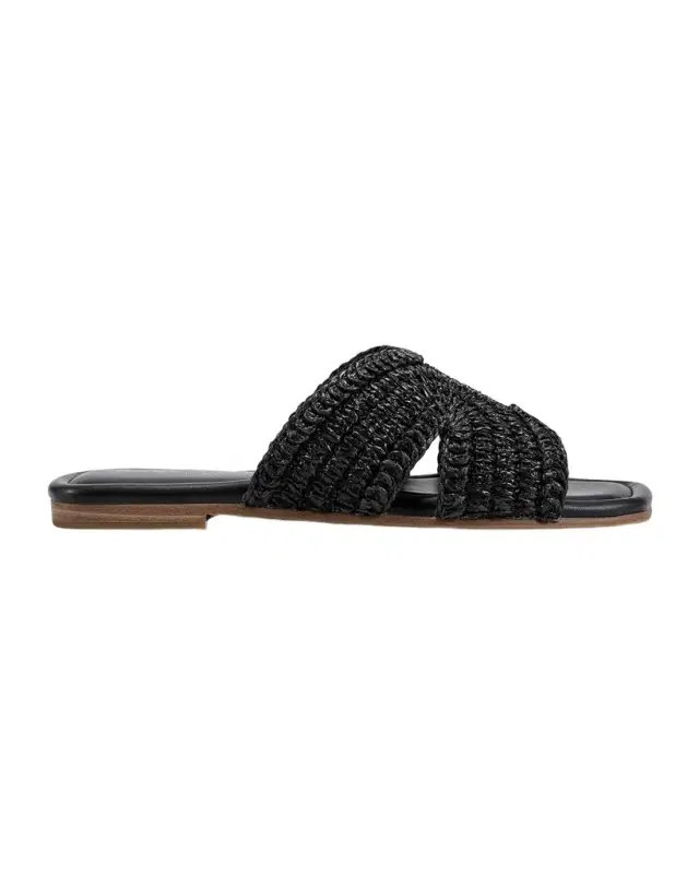 Marc Fisher LTD Narda Woven Raffia Flat Slide Sandals