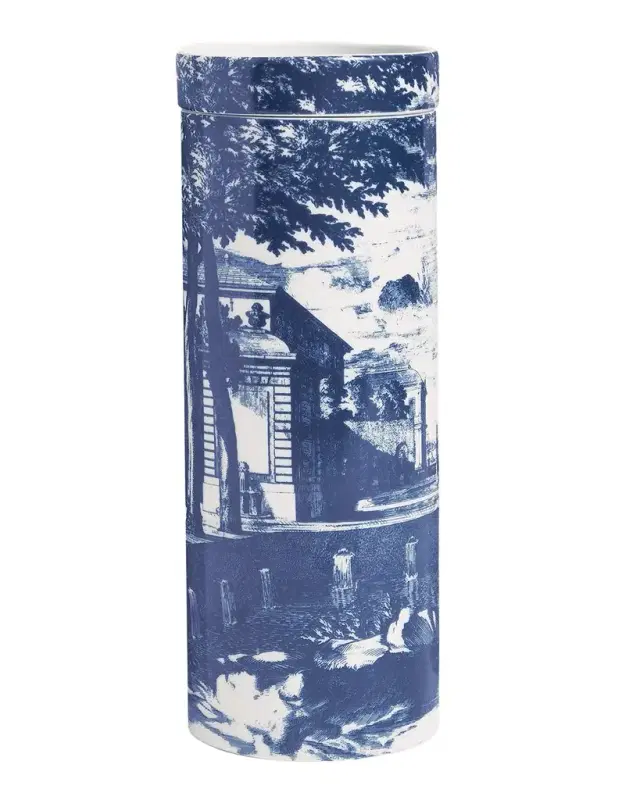 Fornasetti Scented Tower Candle Blue & White/Giardino Settecentesco