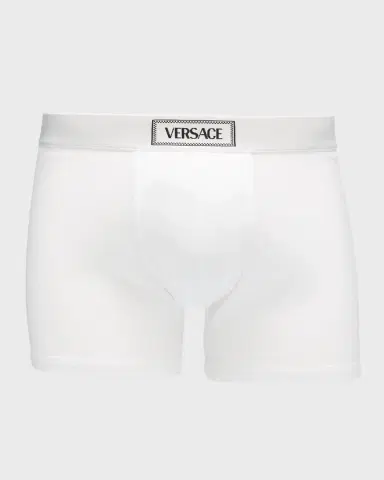 Versace Men's Ribbed Cotton Logo Boxer Briefs | Thumbnail 2
