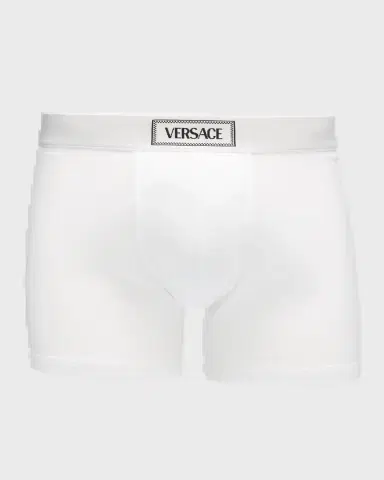 Versace Men's Ribbed Cotton Logo Boxer Briefs | Thumbnail 3