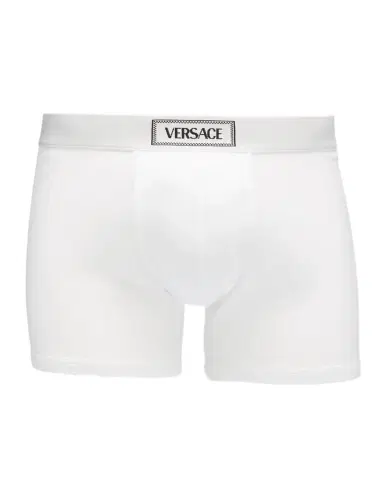 Versace Men's Ribbed Cotton Logo Boxer Briefs | Thumbnail 1