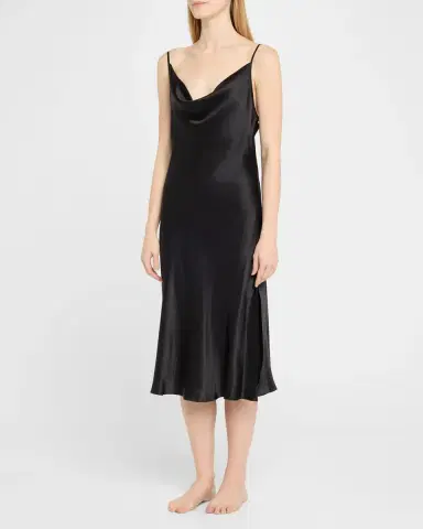 Christine Lingerie Sleeveless Cowl-Neck Silk Nightgown | Thumbnail 4
