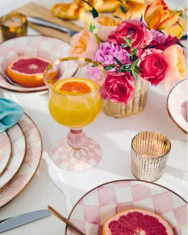 MacKenzie-Childs Rosy Check Wine Glass | Thumbnail 6 MacKenzie-Childs Rosy Check Wine Glass | Thumbnail 6