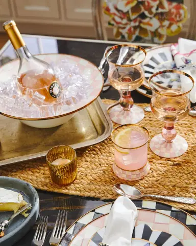 MacKenzie-Childs Rosy Check Wine Glass | Thumbnail 8 MacKenzie-Childs Rosy Check Wine Glass | Thumbnail 8