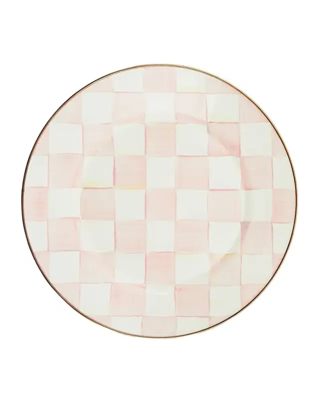 MacKenzie-Childs Rosy Check Enamel Dinner Plate