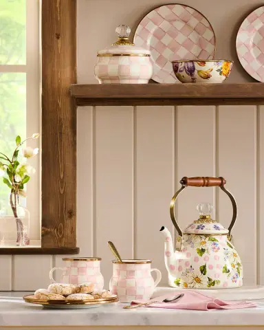 MacKenzie-Childs Rosy Check Enamel Squashed Pot | Thumbnail 3 MacKenzie-Childs Rosy Check Enamel Squashed Pot | Thumbnail 3