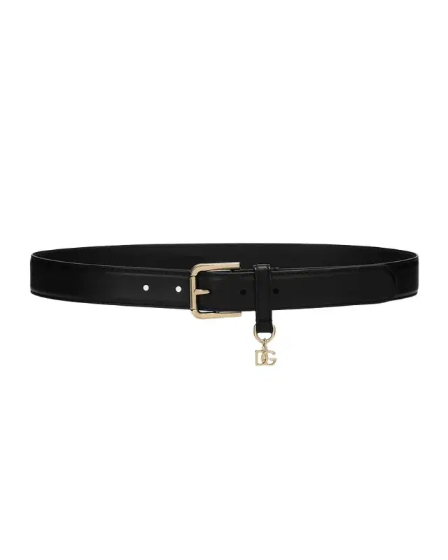 Dolce & Gabbana DG Charm Smooth Leather & Brass Belt