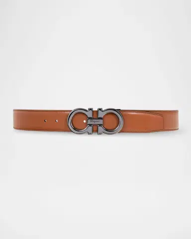 Ferragamo Men's Double Adjustable Leather Gancini Belt | Thumbnail 2 Ferragamo Men's Double Adjustable Leather Gancini Belt | Thumbnail 2
