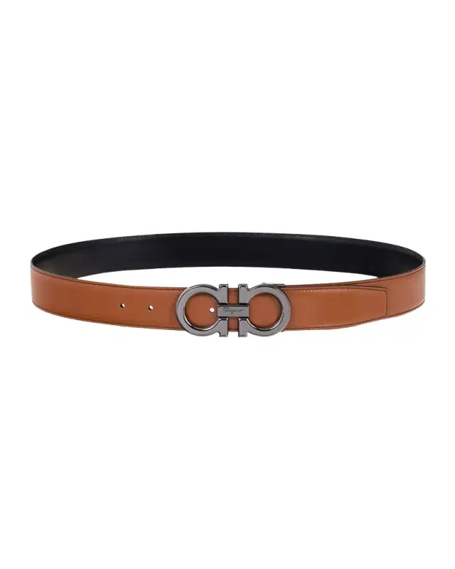 Ferragamo Men 's Double Adjustable Leather Gancini Belt