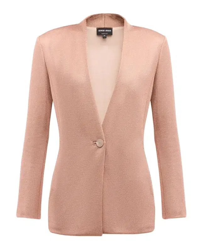 Giorgio Armani Metallic Bonded Jersey One-Button Blazer