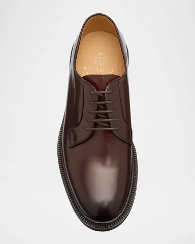 Brunello Cucinelli Men's Calf Leather Derby Shoes | Thumbnail 4 Brunello Cucinelli Men's Calf Leather Derby Shoes | Thumbnail 4