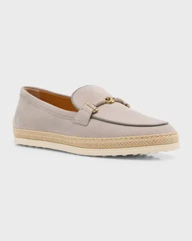 Tod 's Gomma Suede T-Ring Espadrille Driver Loafers | Thumbnail 3