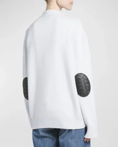 Bottega Veneta Classic Cashmere Cardigan with Intrec Patches | Thumbnail 3