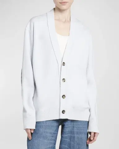 Bottega Veneta Classic Cashmere Cardigan with Intrec Patches | Thumbnail 4