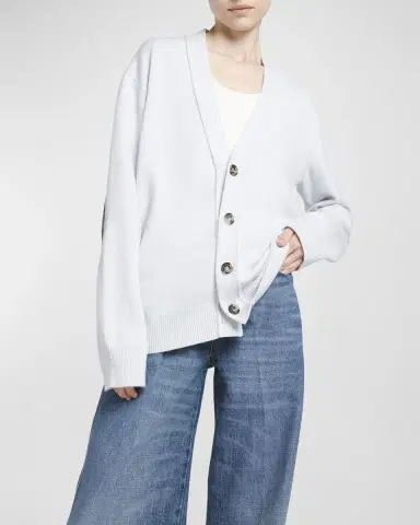 Bottega Veneta Classic Cashmere Cardigan with Intrec Patches | Thumbnail 7