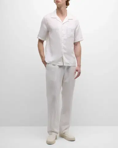 Onia Men's Air Linen Convertible Collar Short-Sleeve Shirt | Thumbnail 2 Onia Men's Air Linen Convertible Collar Short-Sleeve Shirt | Thumbnail 2