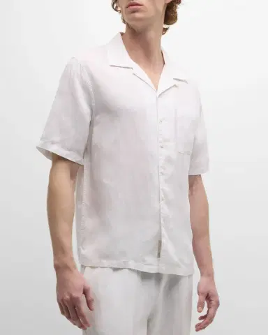 Onia Men's Air Linen Convertible Collar Short-Sleeve Shirt | Thumbnail 4 Onia Men's Air Linen Convertible Collar Short-Sleeve Shirt | Thumbnail 4