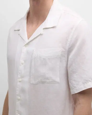 Onia Men's Air Linen Convertible Collar Short-Sleeve Shirt | Thumbnail 7 Onia Men's Air Linen Convertible Collar Short-Sleeve Shirt | Thumbnail 7