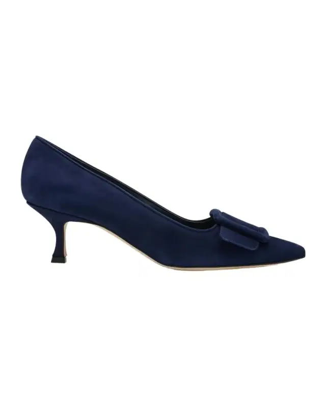 Manolo Blahnik Maysale Suede Buckle Pumps