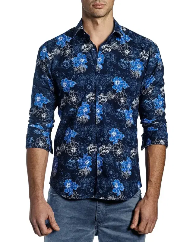 Men 's Floral Button-Down Shirt