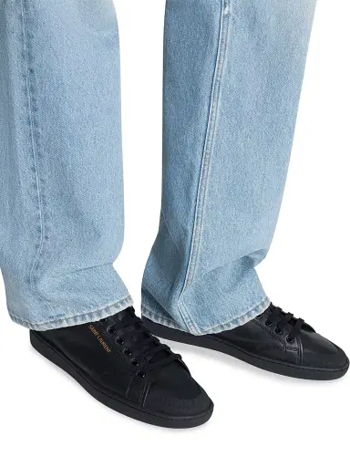 Saint Laurent Men's Gym Sneakers in Smooth Leather - Black - Size 6.5 | Thumbnail 4